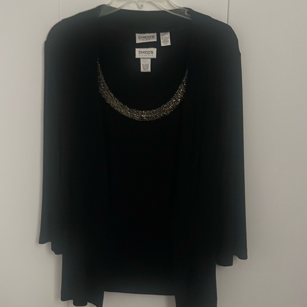 Chico’s Sleeveless Beaded Shirt with Jacket size 2